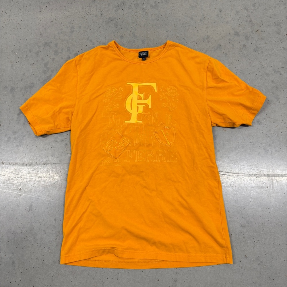 Gianfranco Ferre Orange Short Sleeve Tee Y2K Vibrant Crew Neck